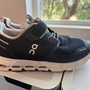 On Running Kids Navy and White Sneakers